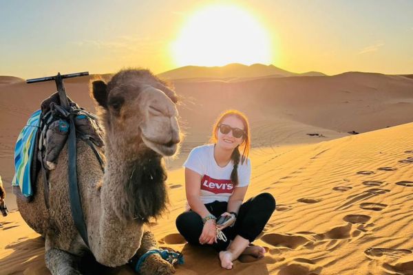 Sunset & camel ride in Merzouga, Experience the timeless magic of the Sahara with our unforgettable sunset camel trek.