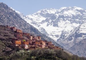 vellage in atlas montains with snow
